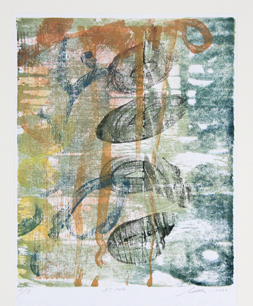 25 avril n 2 Monotype on wood